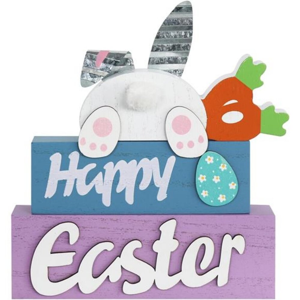 Easter Decorations 3-Layered Easter Bunny with Carrots Farmhouse